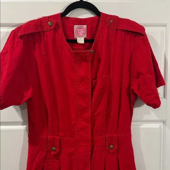 Vintage 60s 70s Red Jump Suit Jumpsuit Atomic Retro Mod Disco Dance Coveralls - Picture 3 of 6